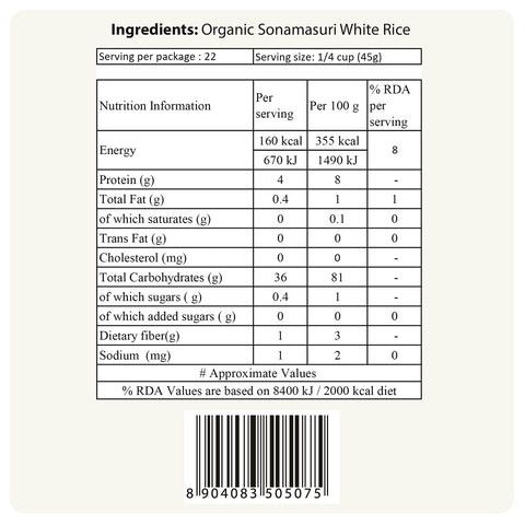 Organic Sonamasuri White Rice - 24mantra Organic