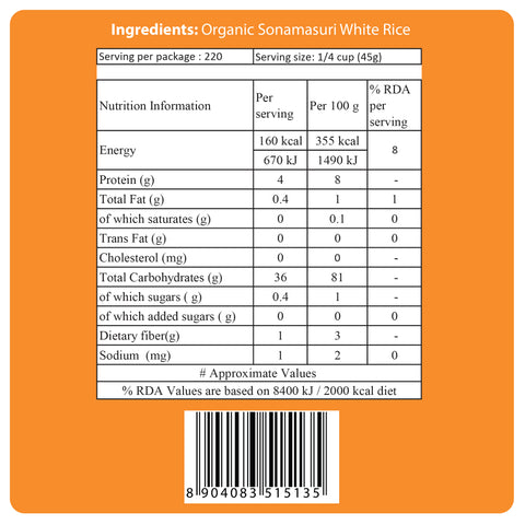 Organic Sonamasuri White Rice - 24mantra Organic