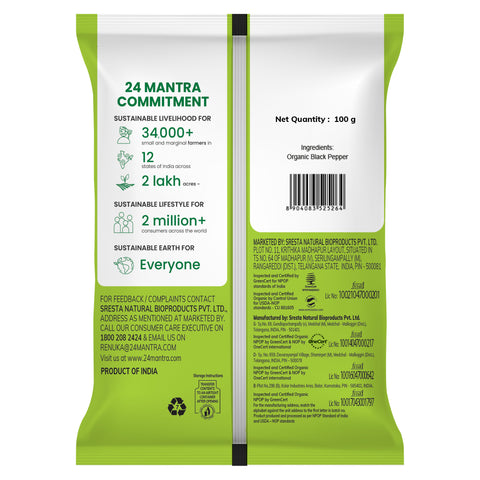Organic Black Pepper Whole - 24mantra Organic